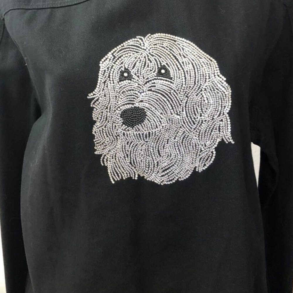 Goldendoodle Dog Design Christine Alexander Black Jacket Swarovski Crystal XL